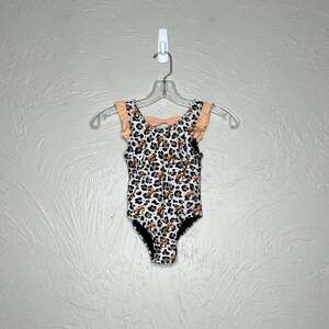 Buc-ees Girls 4T Leopard Print Ruffle One-Piece Swimsuit